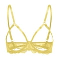 thumbnail image 4 of khonts Demi Cup Support Bras for Women Lace See Through Lingerie Push up Bra Underwire Hollow out Bralettes Yellow L, 4 of 4