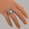 thumbnail image 6 of LBG British Made Classic 18k Rose Gold Natural Opal & Turquoise Womens Anniversary Ring - 33 size options - Size 5.25, 6 of 7