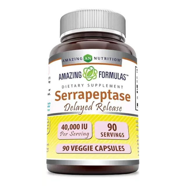 Amazing Formulas Serrapeptase Delayed Release | 40,000 IU Per Serving | 90 Servings | 90 Veggie Caspules