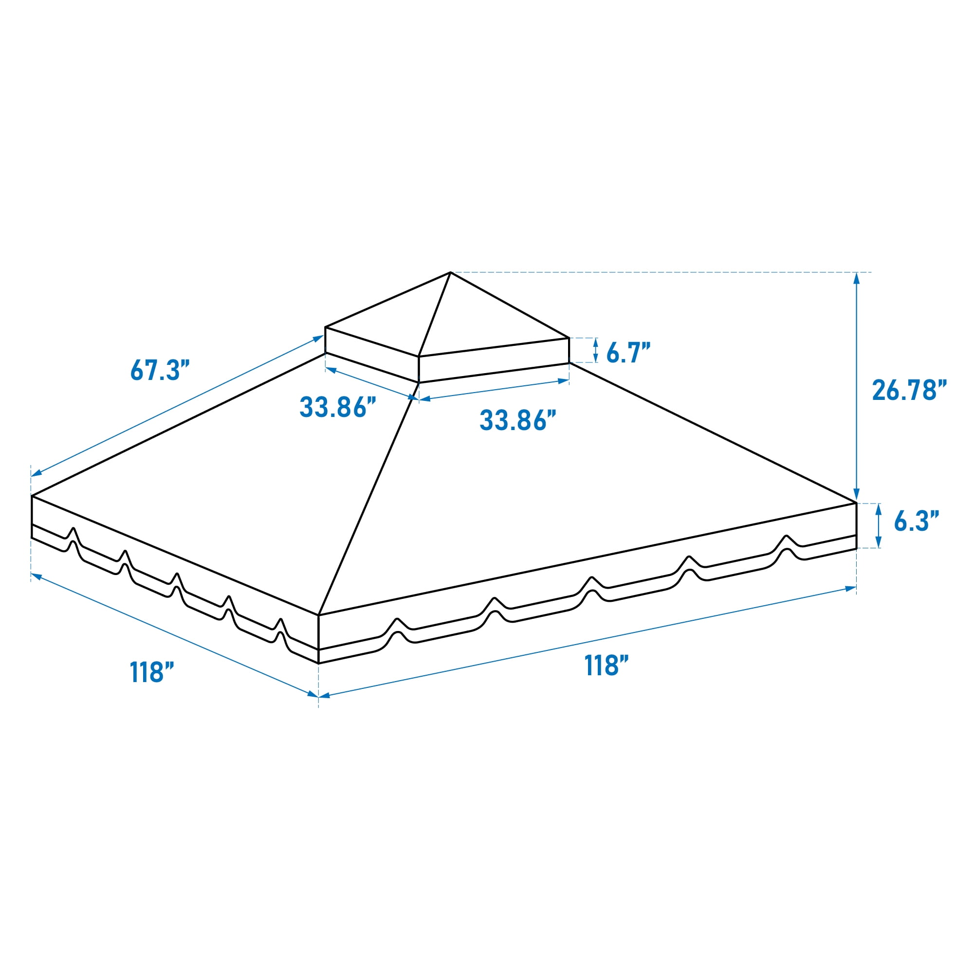 10x10 Ft Outdoor Patio Gazebo Replacement Canopy,Double Tiered Gazebo Tent Roof Top Cover for Outdoor Garden Patio,Red