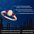 thumbnail image 2 of Gem Stone King 18K Rose Gold Plated Silver White Ethiopian Opal and Red Created Ruby Engagement Ring for Women | 1.01 Cttw | Oval Cabochon 7X5MM | Gemstone October Birthstone | Size 5, 2 of 6