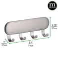 thumbnail image 3 of mDesign Metal Adhesive Wall Mount Key Rack Holder Organizer, 4 Hooks - Brushed, 3 of 5