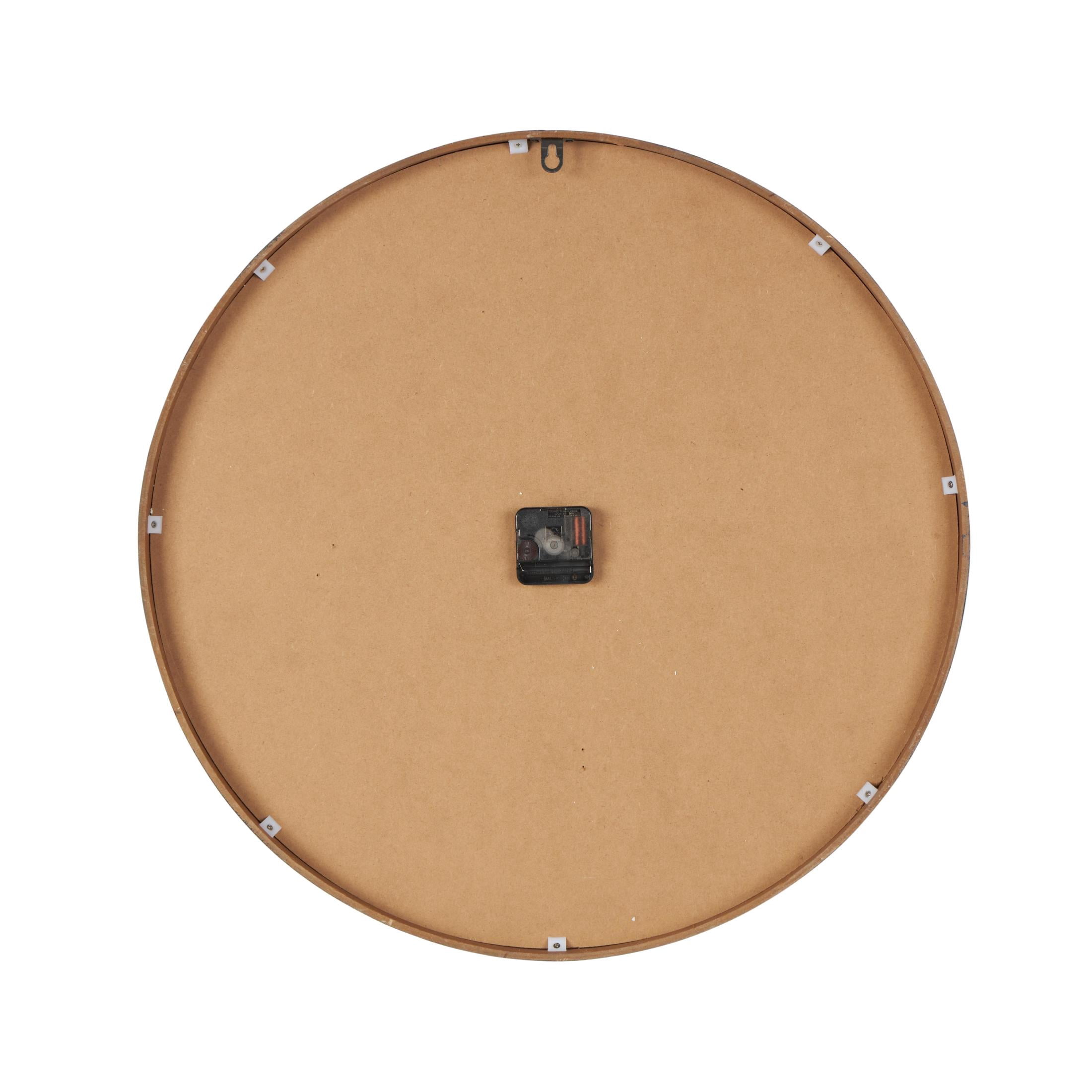 DecMode 24" Light Brown Wood Distressed Wall Clock with Beaded Wood Frame