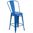 thumbnail image 2 of Merrick Lane Blue 24" High Metal Counter Height Stool with Removable Back for Indoor-Outdoor Use, 2 of 11