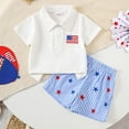 thumbnail image 2 of Staki USA Outfit Toddler Boy Clothes Outfits Kid Summer Print T-Shirt + Elastic Waist Pockets Shorts Clothes Set 12M 18M 24M White,6-12 Months, 2 of 3