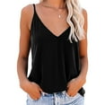 thumbnail image 2 of Hpapadks Women's Tank Tops Solid V Neck Outdoor Causal Sleeveless Cami Vest Tops Camisole Tops for Women Black L, 2 of 4