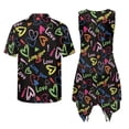 thumbnail image 3 of Psesaysky Rainbow Love Print Women’s Flowy Sundress&Men’s Hawaii Shirts Valentine's Day Couples Matching Outfits Casual Button Down Shirts or Sleeveless A Line Dress with Pockets, 3 of 7