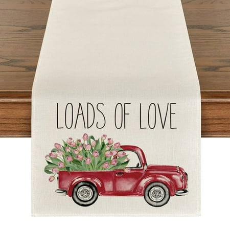 

Weerihhol New Delicate Valentine Day Table Cover Linen Printed Party Table Flag Fancy Table Runners for Dining Room New Year Table Table 108 Inches Long Bridal Bouquet Holder with Lace Coffee Themed