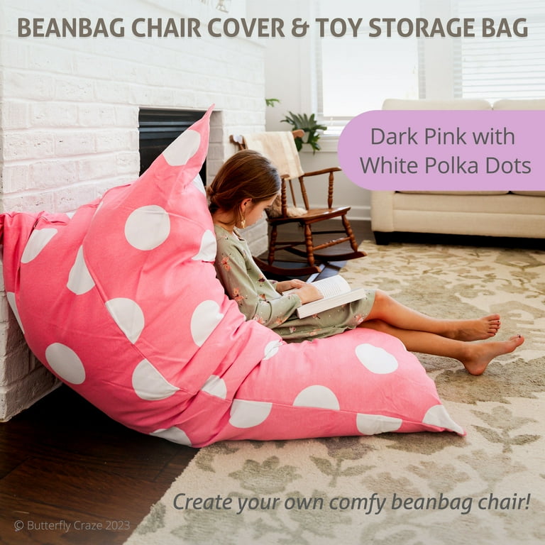 Butterfly Craze Bean Bag Chair Cover Functional Toddler Toy Organizer Fill with Stuffed Animals to Create a Jumbo Comfy Floor Lounger for Boys or