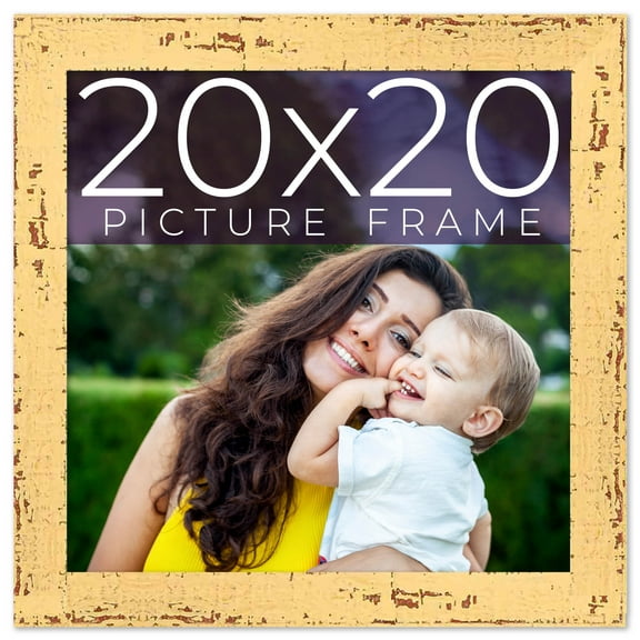 20x20 Frame Yellow Real Wood Picture Frame Width 1.25 inches | Interior Frame Depth 0.5 inches |