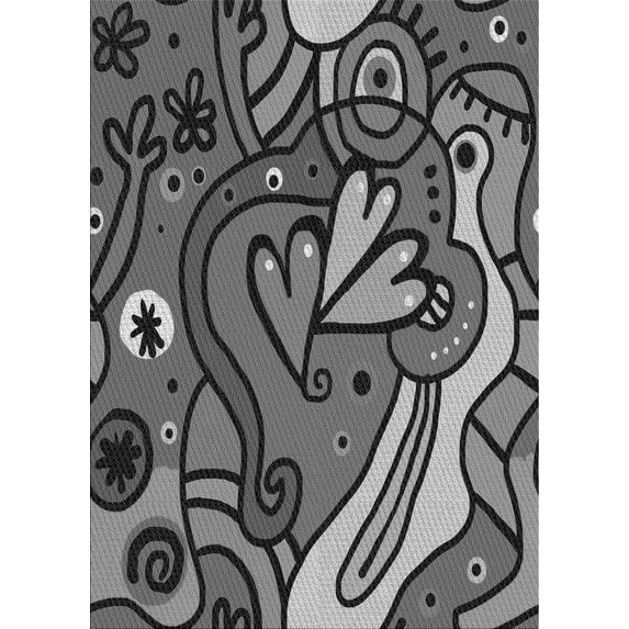 Ahgly Company Machine Washable Indoor Rectangle Transitional Dark Gray Black Area Rugs, 2' x 3'