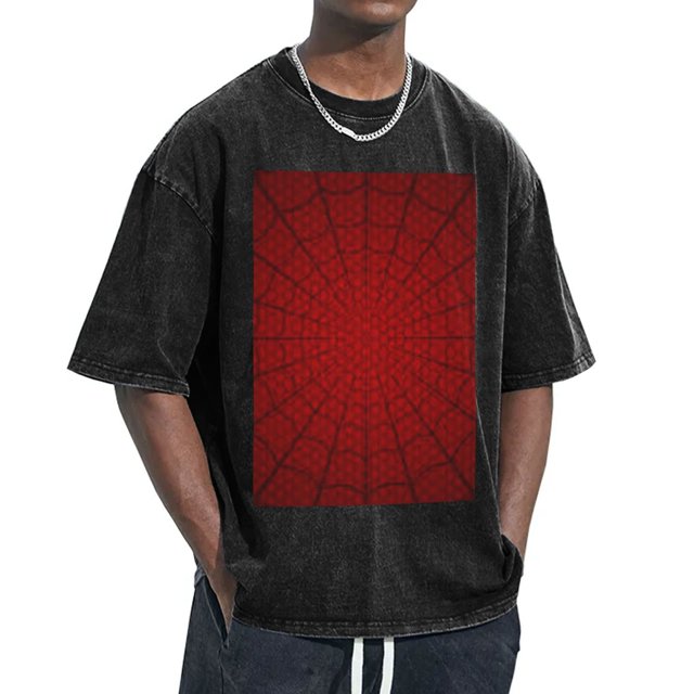 Spider-Man Men's Vintage Washed Drop Shoulder Short Sleeve T-Shirt