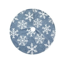 Mouliraty Blue Gray Christmas Tree Skirt with White Snowflake Pattern Design, 35.42 inches/48.03 inches, Ideal for Christmas Home Decoration