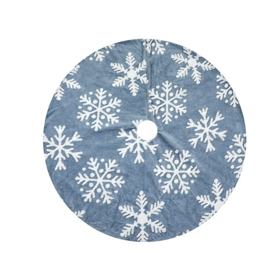 JeashCHAT 90CM Party Decoration Blue Velvet Snow Pattern Christmas Tree Skirt With The Same Christmas Stockings