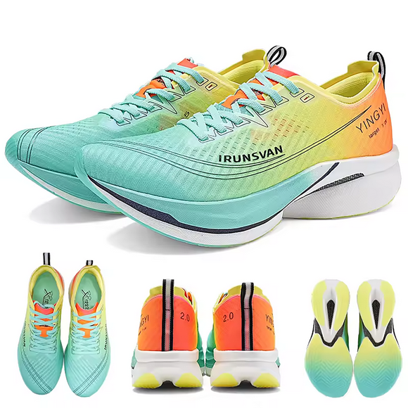 Tennis de Running para Hombre con Placa de Fibra de Carbono IRUNSVAN Shadow Wing 2.0 - Ultra Ligeras, Amortiguadas y Transpirables - Para Maratón, Entrenamiento y Uso Diario