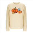 thumbnail image 3 of APEXFWDT Women's Thanksgiving Sweatshirt Pumpkin & Maple Print Crew Neck Sweatshirt Drop Shoulder Holiday Casual Sweatshirt,XXXL,Beige, 3 of 5