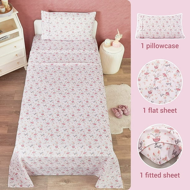 Viviland Kids Twin Sheet Set Girls Light Pink Twin Sheet Set Twin Microfiber Fitted Sheet