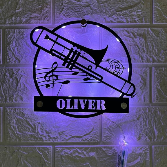Handmadetneonsign Custom Trumpet Metal Wall Art LED Light - Personalized Music Instrument Name Sign
