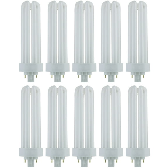 Diodesy- Pack of 10 PLT42/E/SP35K/10PK Compact Fluorescent Light Bulb, Triple U-Shaped Twin Tube, 3500K Neutral White, PLT 4-Pin CFL Tube Lamp, 42 Watts, GX24q4 Base, 3200 Lumens, CRI80, 10000Hour
