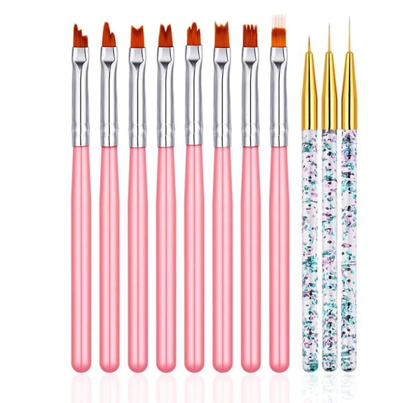 FULINJOY Juego de 11 pinceles para decoración de uñas, bolígrafo de pintura de gel UV, pincel para pintar flores de uñas, pincel de diseño de pintura de uñas con gradiente de gel, pinceles para deline