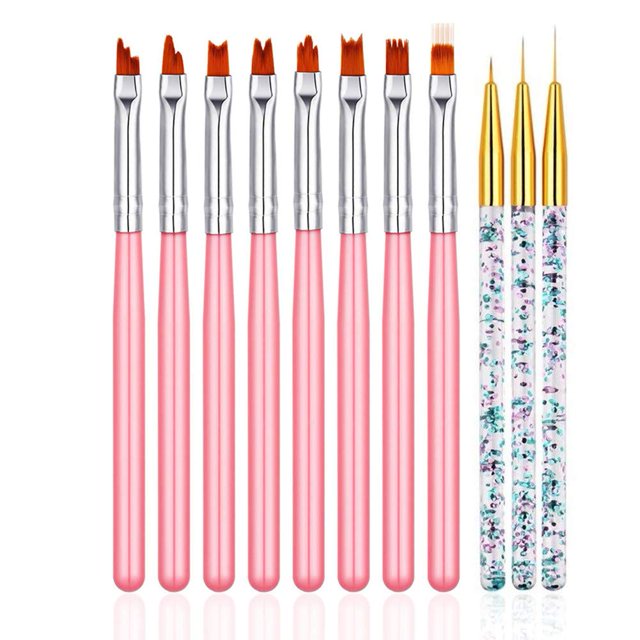 FULINJOY Juego de 11 pinceles para decoración de uñas, bolígrafo de pintura de gel UV, pincel para pintar flores de uñas, pincel de diseño de pintura de uñas con gradiente de gel, pinceles para deline