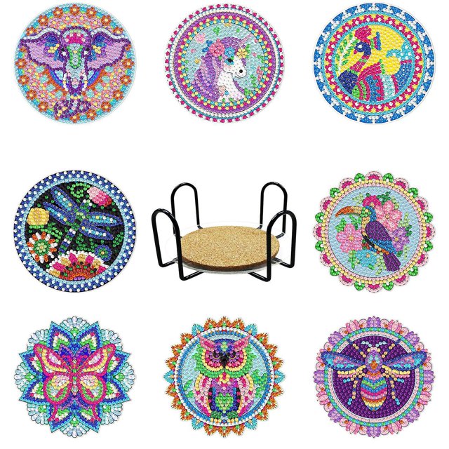 10cm Peinture Diamant Diy Complet,dessous De Verre En Forme De Diamant De 10 Cmpvc Diy Diamond Strass Toile Point De Croix Painting Par Numro Pour
