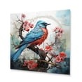 thumbnail image 2 of Designart "Bluejay Amid Cherry Blossoms II" Animals Metal Art Living Room, 2 of 5