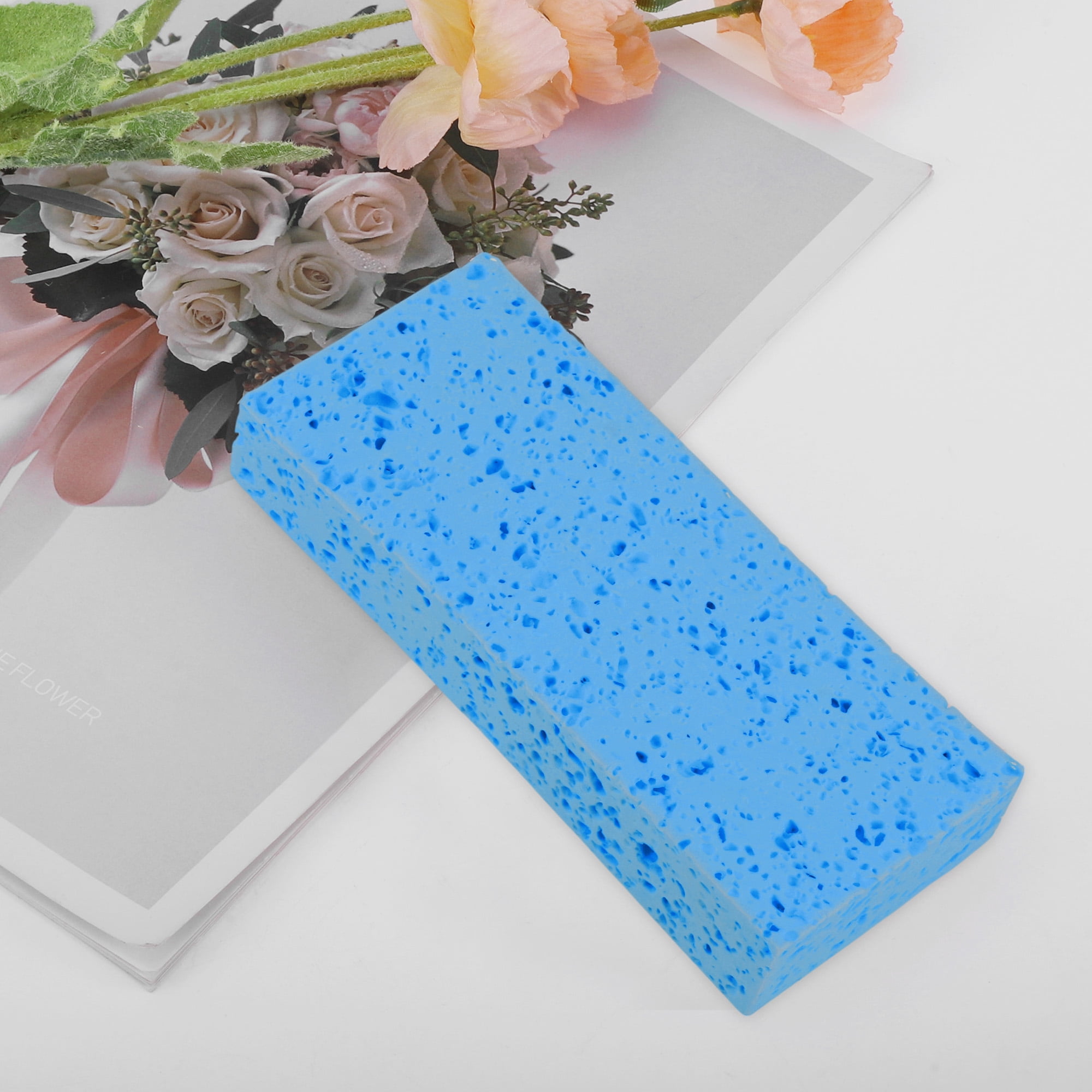 Unique Bargains Honeycombs Rectangular Bath Sponge Body Scrubber 1 Pc Sky Blue