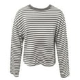 thumbnail image 4 of Womens Fashion Tees Tops Long Sleeve Striped Color Loose Fit Round Neck 2025 Fall Outfits, 4 of 4