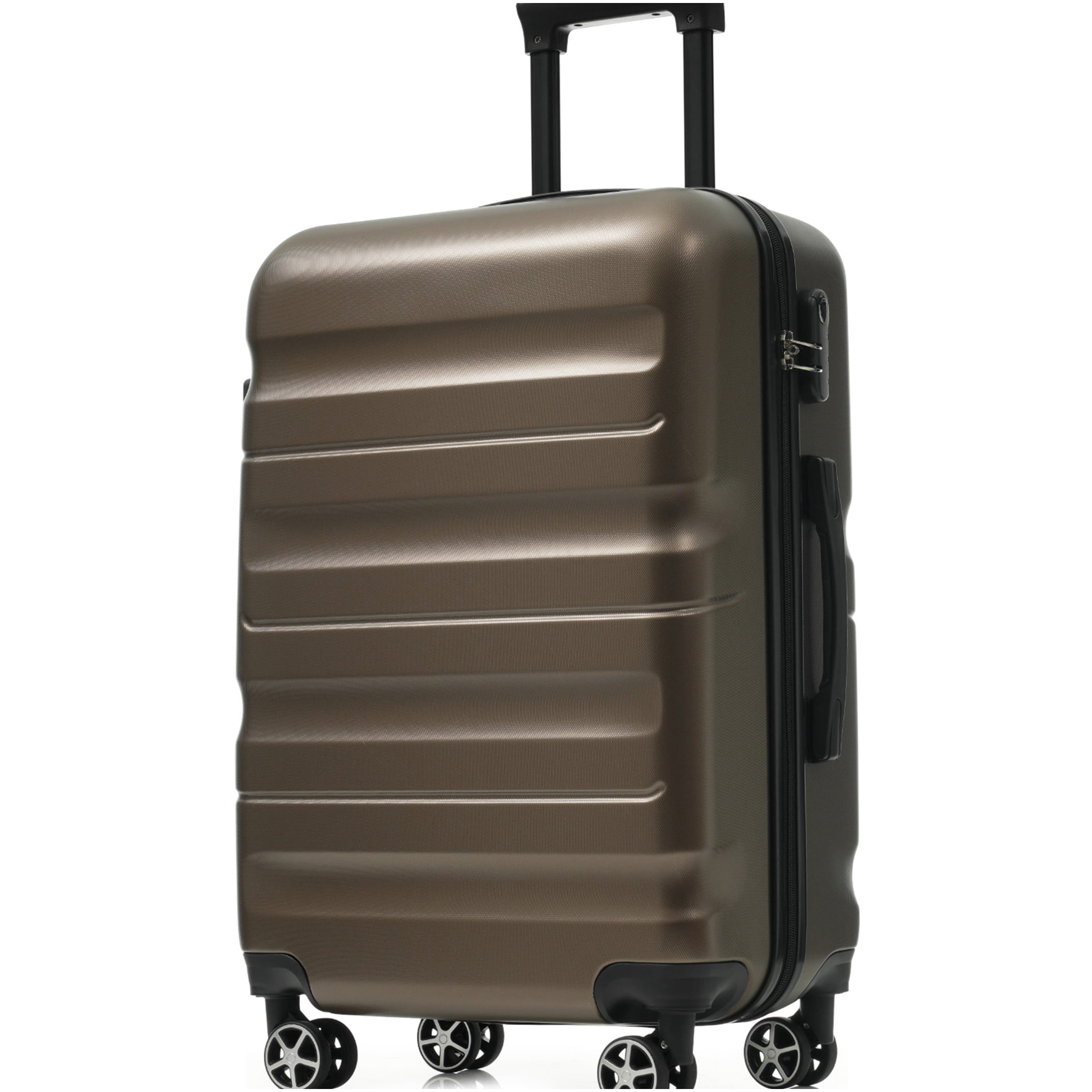 6-Piece ABS Hardshell Luggage Set with Spinner Wheels, Lightweight & Durable Suitcases for Air Travel, Brown