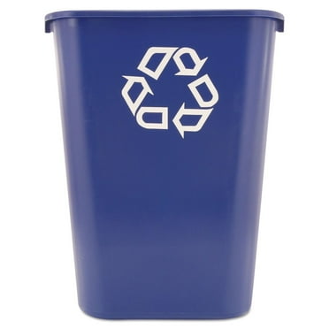 Rubbermaid Large Deskside Recycle Container With Symbol, Rectangular, Plastic, 41.25 Qt, Blue - RCP295773BE