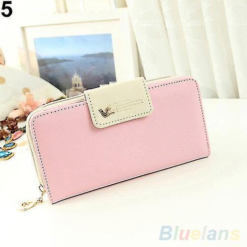 Cartera larga de piel sintética con cremallera para mujer, tarjetero, cartera de mano