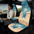 thumbnail image 2 of Xixirimido 5Pcs Car Seat Covers & Seatbelt Covers & Center Console Cover Set Universal Auto Accessories Fit for SUV Sedan Van Truck Leather Front Seat Cover, Beach & Sea Tutle, 2 of 8