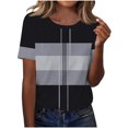 thumbnail image 1 of Camisetas Casuales de las Mujeres Estampadas Cuello Tripulado Manga Corta Superior, Ligera Mezcla de Poliéster Blusa de Moda, 1 of 4