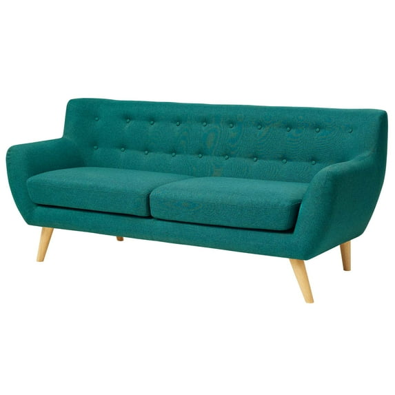 Modern Contemporary Urban Design Living Room Lounge Club Lobby Sofa, Fabric, Aqua Blue