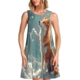 thumbnail image 1 of Easygdp Starry Sky Cloud Fox para Vestido Transpirable de Mujer, Vestido Suelto de Manga Corta con Pliegues y Bolsillos para el Verano, 1 of 7