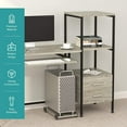 thumbnail image 3 of Mecor Computer Desk with 2 Drawers, Modern Writing Desk with Bookshelf, PC Laptop Study Table Workstation for Home (Oak Grey), 3 of 6