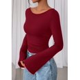thumbnail image 3 of Remera PRETTYGARDEN Otoño 2025 Crop Top de Manga Larga Burdeos Talle L, 3 of 9
