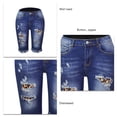 thumbnail image 4 of Pantalones cortos de verano de talle medio para mujer, pantalones cortos desgastados con cremallera y botones elásticos informales a la moda con bolsillos, 4 of 5
