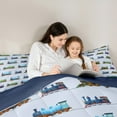 thumbnail image 4 of Manfei Kawaii Railway Train Twin Bedding Sets 7-Piece for Boys Girls,Cartoon Car Bedding Comforter Set Microfiber,Transportation Theme Breathable Sheet Sets,Microfiber Bedroom Decor,Reversible, 4 of 8