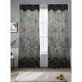 thumbnail image 2 of Ombre Gray Geometric Sheer Curtains 108 Inch Length 2 Panels Set Window Treatments, Modern Abstract Art Rod Pocket Semi Curtains for Living Room/Bedroom/Kitchen Décor, 104"W x 108"L, 2 of 7