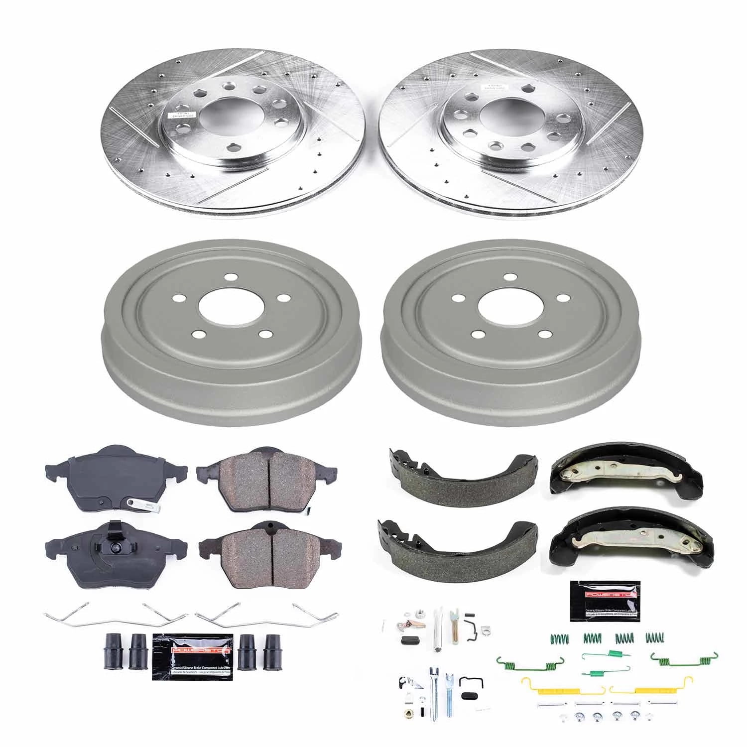 PowerStop Front and Rear Z23 Evolution Sport Brake Pad Rotor Drum and Shoe Kit Fits: SATURN Select Models K15198DK