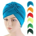 thumbnail image 4 of D-GROEE Stretch Pleated Turbans Fabric Turban Anti-UV Sun-proof Head Turbans Head Turbans No Brim Beanie Hat Party Turbines for Women Girls, 4 of 7