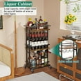thumbnail image 2 of 3-Tier Liquor Cabinet with Wine Rack, Mini Bar Cart for Home, Small Liquor Bar for Alcohol, Rolling Kitchen Serving Cart on Wheels, Wine Drink Cart for Party, Bar Stand for Small Space, 2 of 7