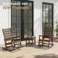 thumbnail image 3 of SERWALL Oversized Outdoor Rocking Chair with Footrest for Adults, HDPE All Weather Patio Rocker for Porch, Garden, Lawn, Brown, 3 of 13