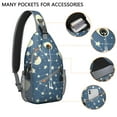 thumbnail image 2 of Starry Night Sky Sling Backpack, Planet and Nebula Design, Astronaut and Alien Themed Crossbody Bag for Space Geeks, 2 of 6