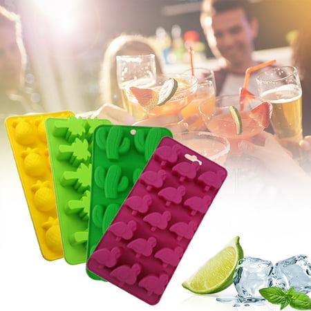 

KEVCHE 4PC Hawaiian Tropical Themed Ice Mould Tray Summer Silicone Molds for Chocolate