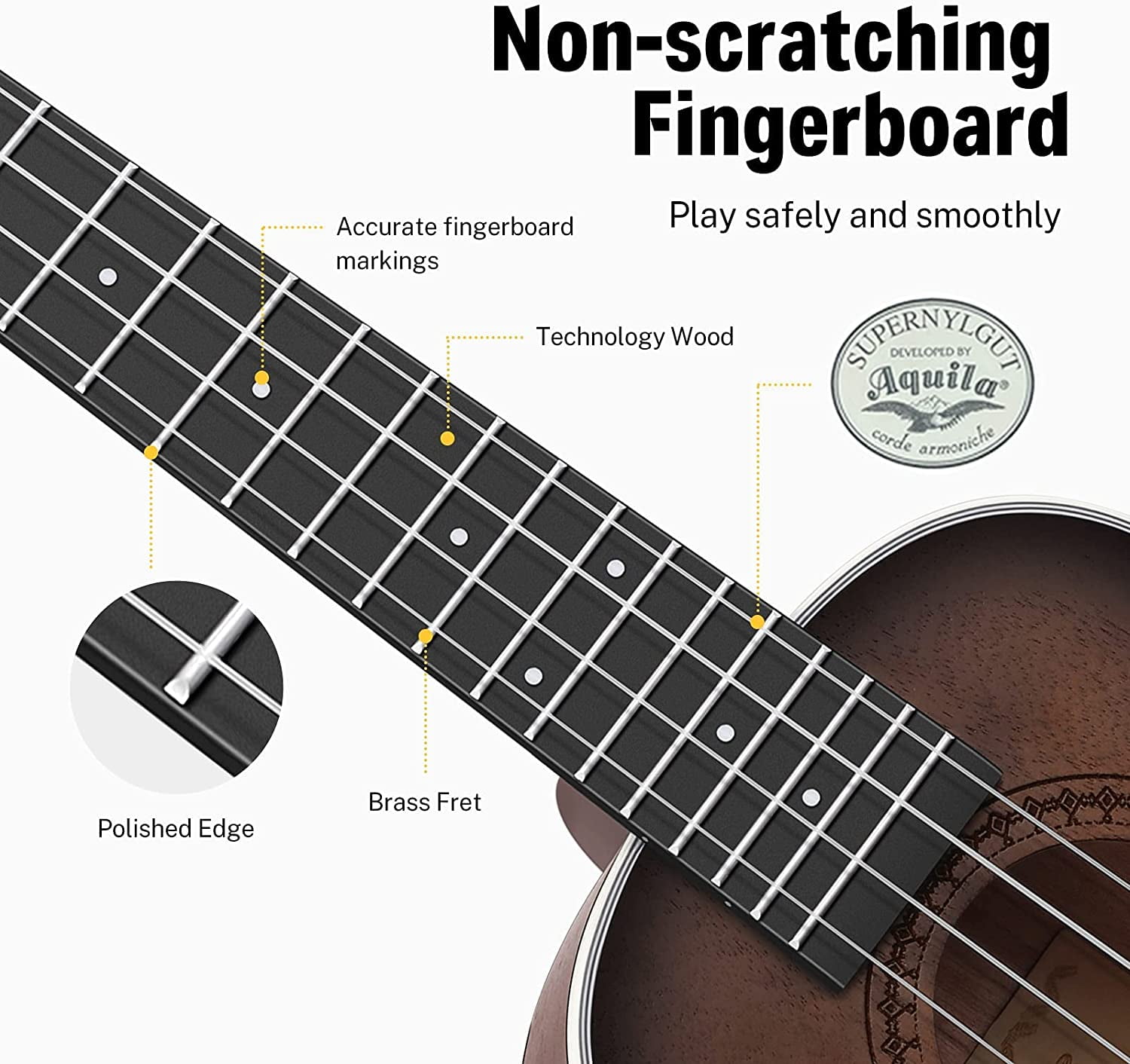 Donner Concert Ukulele Professional 23 Inch Mahogany Ukulele for Adult Beginner Kid Ukele Bundle with Online Lesson Gig Bag Aquila String Pick Tuner Strap Cloth