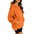 thumbnail image 4 of Oversized Hoodie for Women with Pockets Solid Color Hooded Sweatshirt Fashion Casual Loose Long Sleeve Top Hood (Orange L), 4 of 5