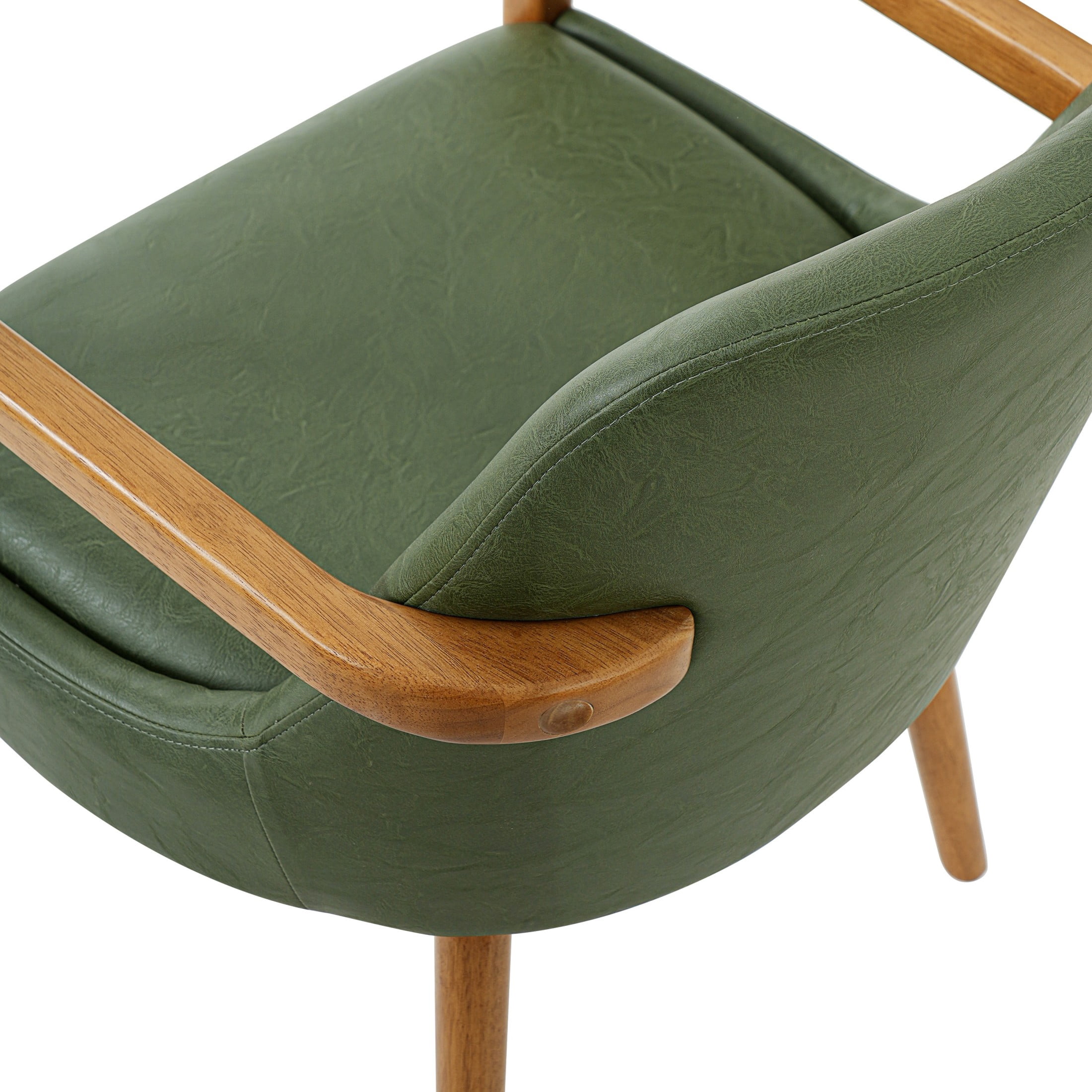 Christopher Knight Home Mid-Century PU Upholstered Dining Chairs with Wood Legs, Green, Set of 2